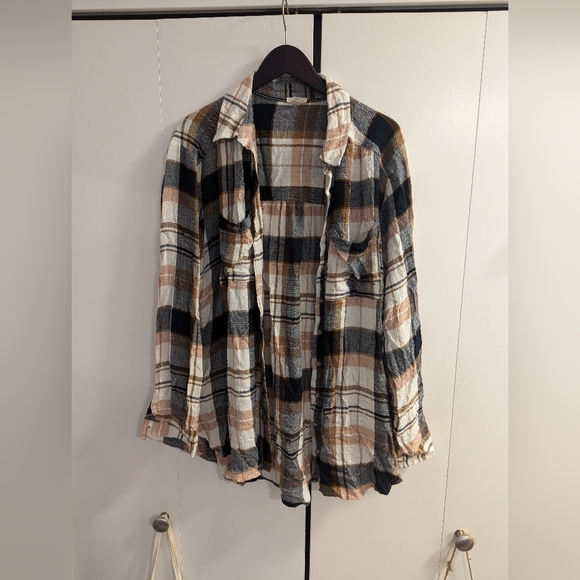 Anthropologie Pilcro Relaxed Long-Sleeved Checkered Shirt in XL, brown pattern - Picture 4 of 6